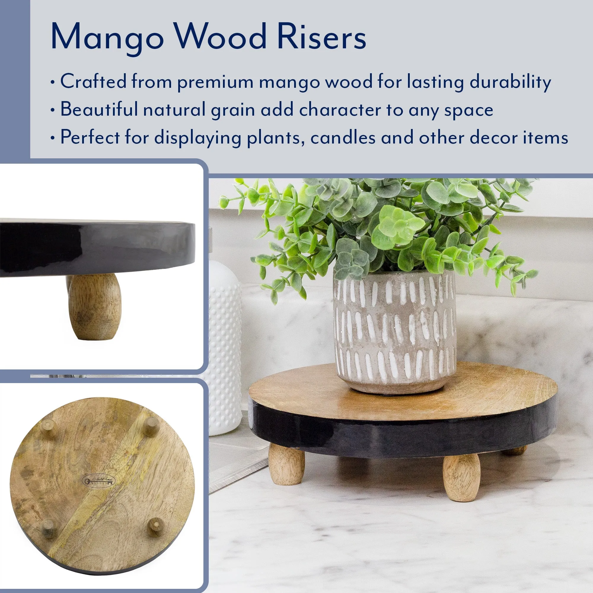 Farmhouse Round Wooden Risers (Black Trim, Case of 10)