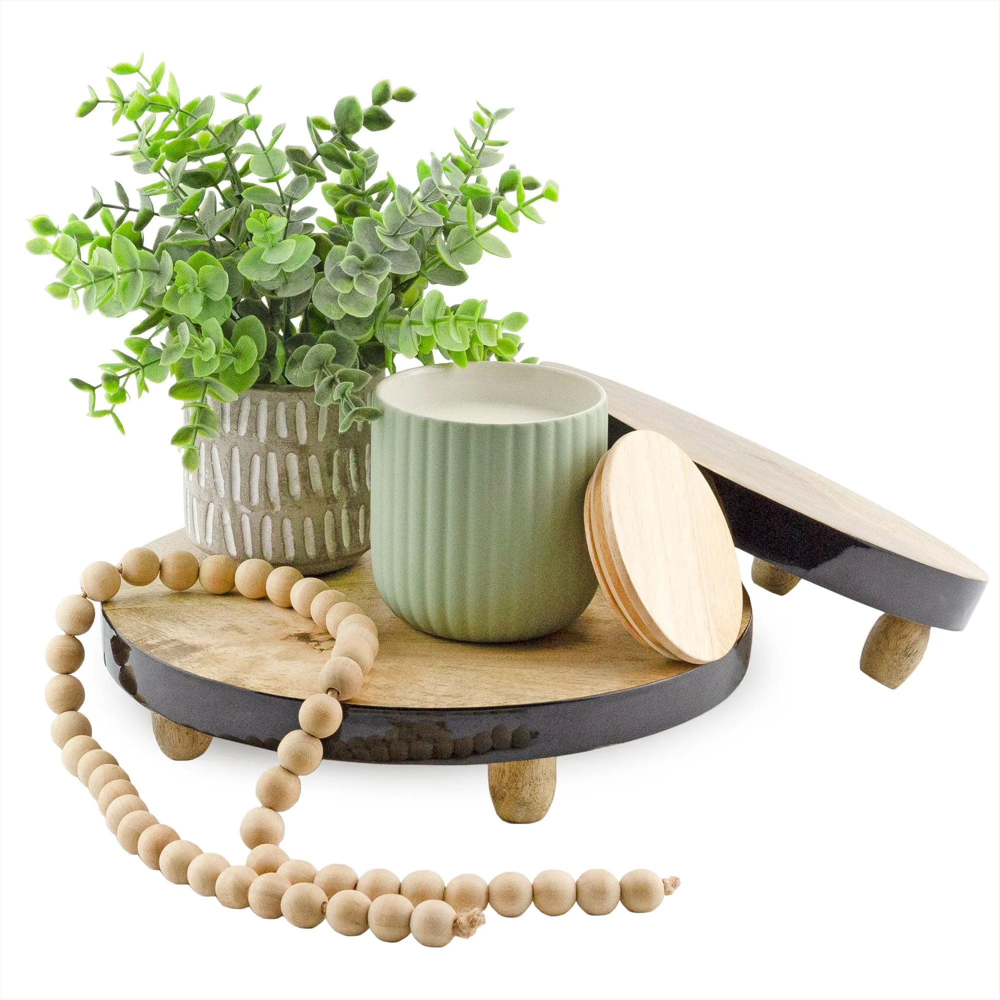 Farmhouse Round Wooden Risers (Black Trim, Case of 10)