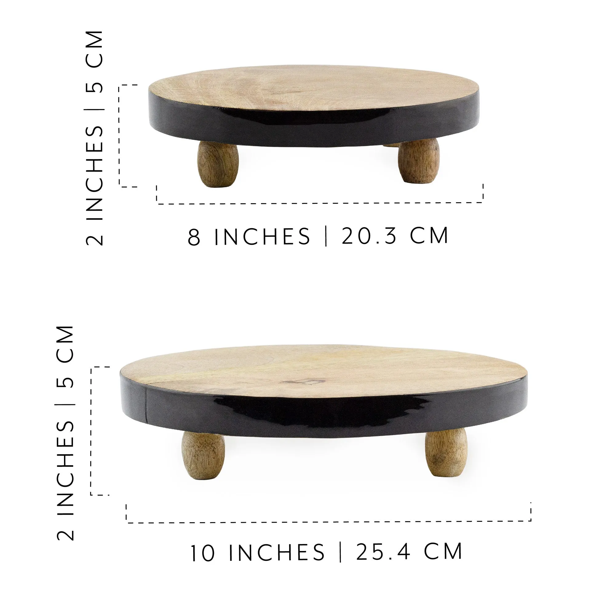 Farmhouse Round Wooden Risers (Black Trim, Case of 10)