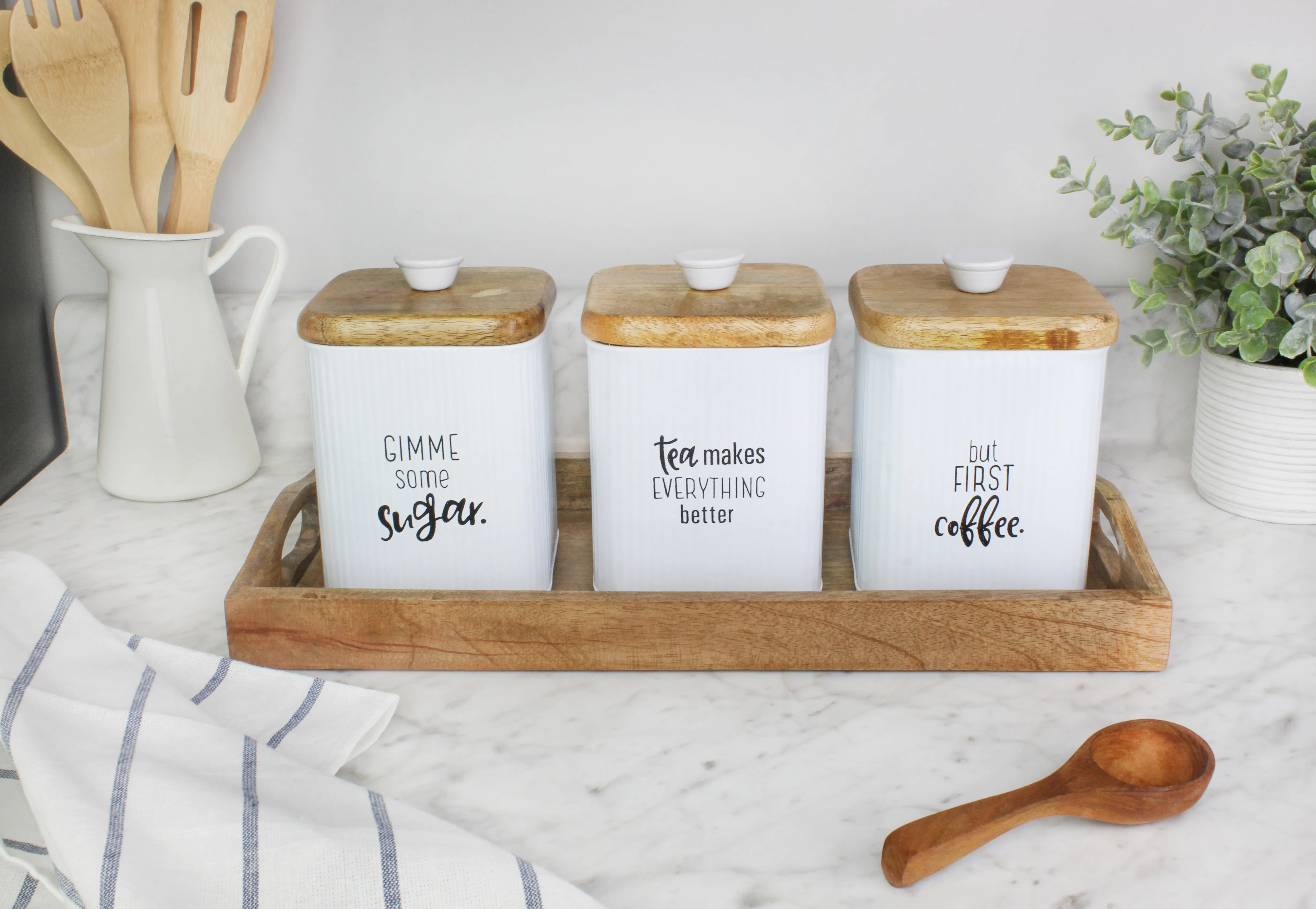Farmhouse White Enamelware Canisters (Case of 12)