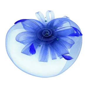 Feather Mesh Flower Headband: Royal