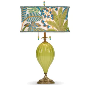 Fern Table lamp 205AF166 Colors Lime Green Turquoise Blown Glass and Fabric by Kinzig Design