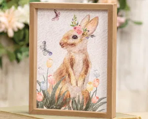 Floral crowned spring bunny artwork