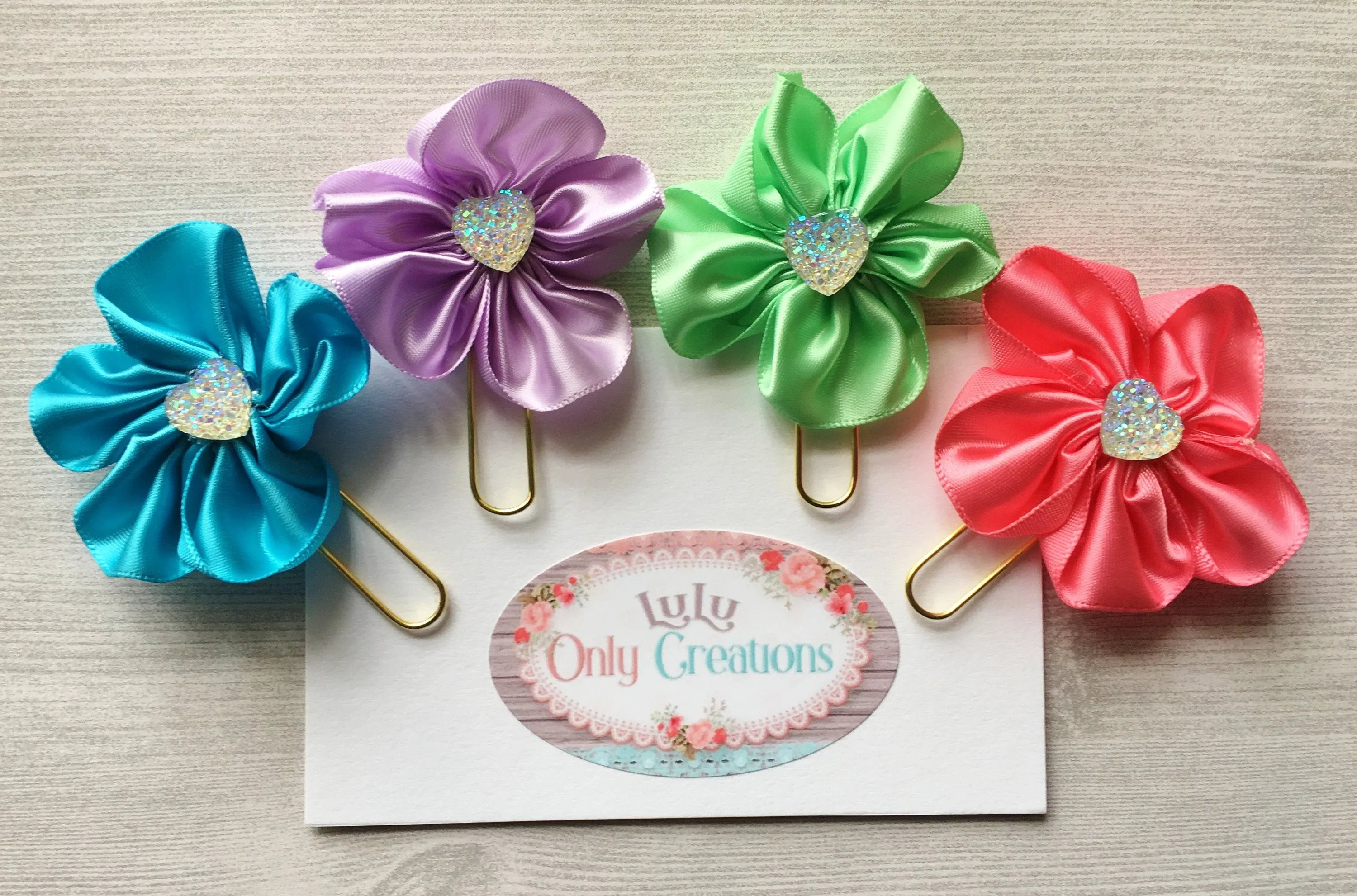 Floral Themed Planner Clips, Set of 4