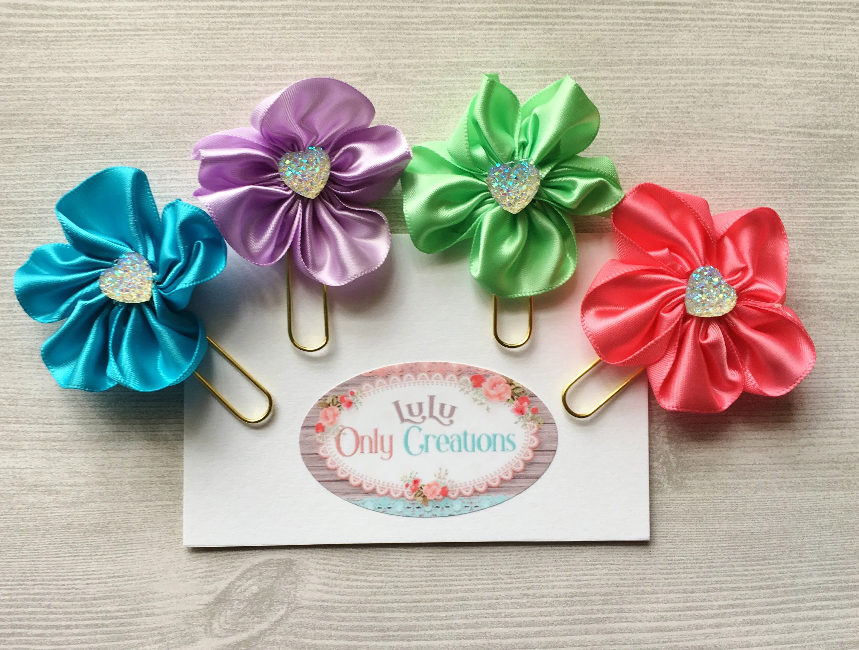 Floral Themed Planner Clips, Set of 4