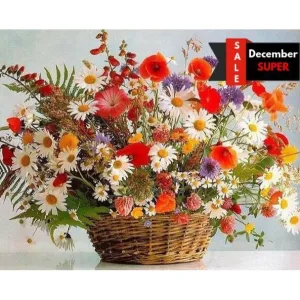 Flowers Basket - Canvastly DIY Paint By Numbers