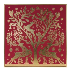 Framed Holiday Deer Print 15.5"SQ