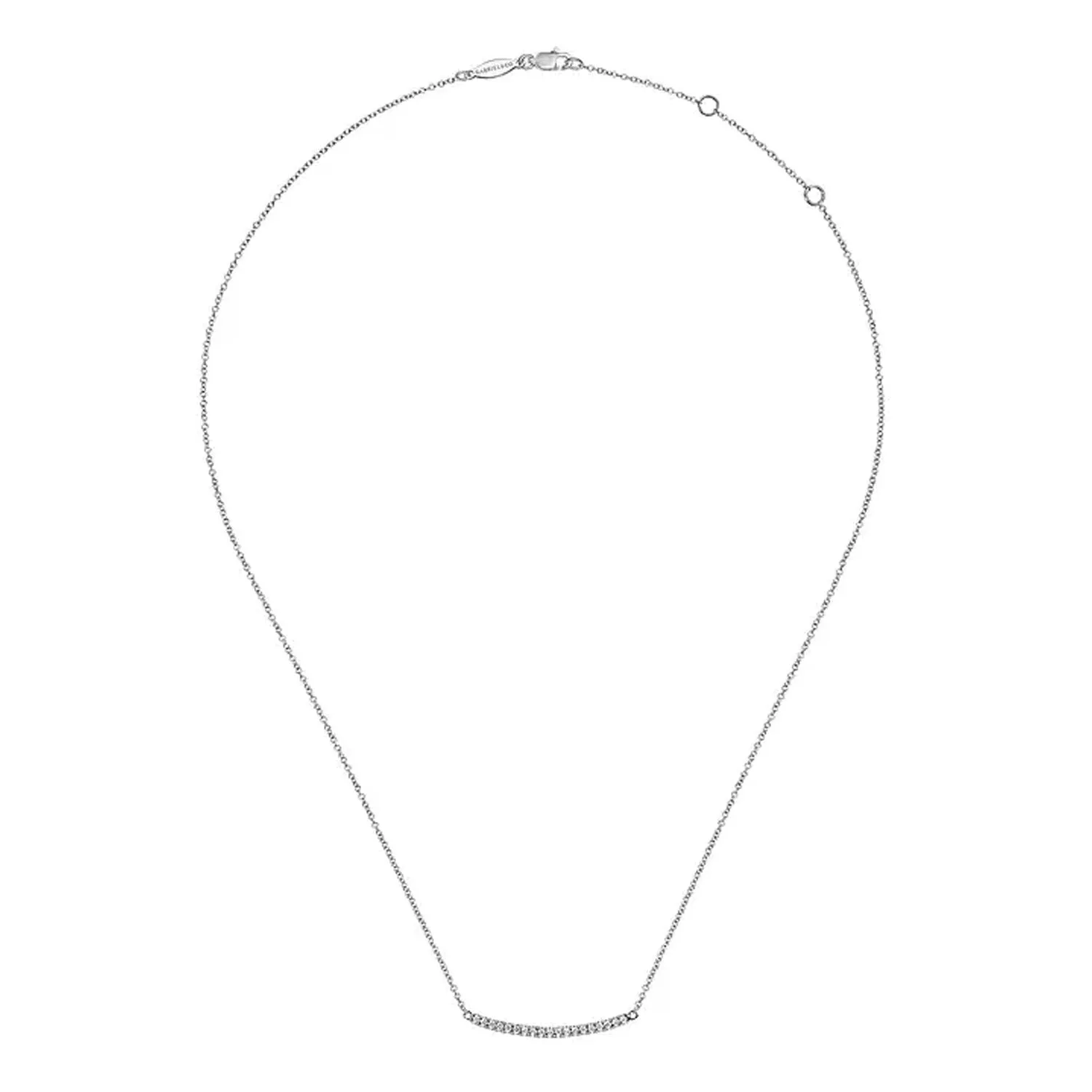 Gabriel 14K White Gold Diamond Pave Curved Bar Necklace
