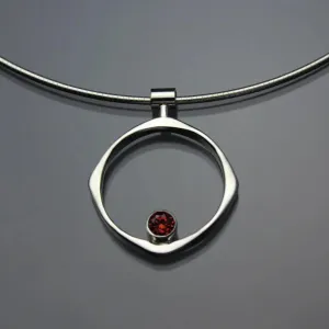 Garnet Pendant Necklace PEN070GR Sterling Silver by John Tzelepis Jewelry