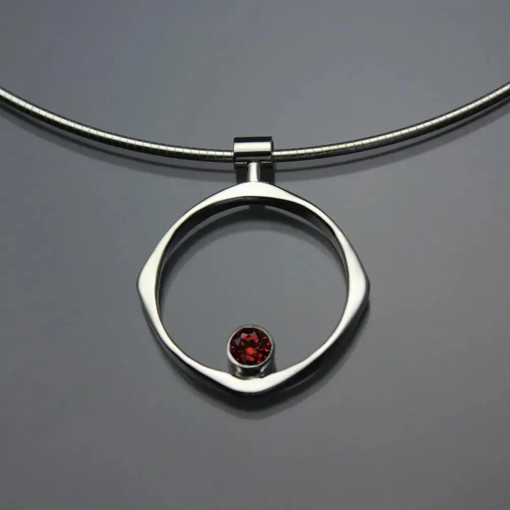 Garnet Pendant Necklace PEN070GR Sterling Silver by John Tzelepis Jewelry