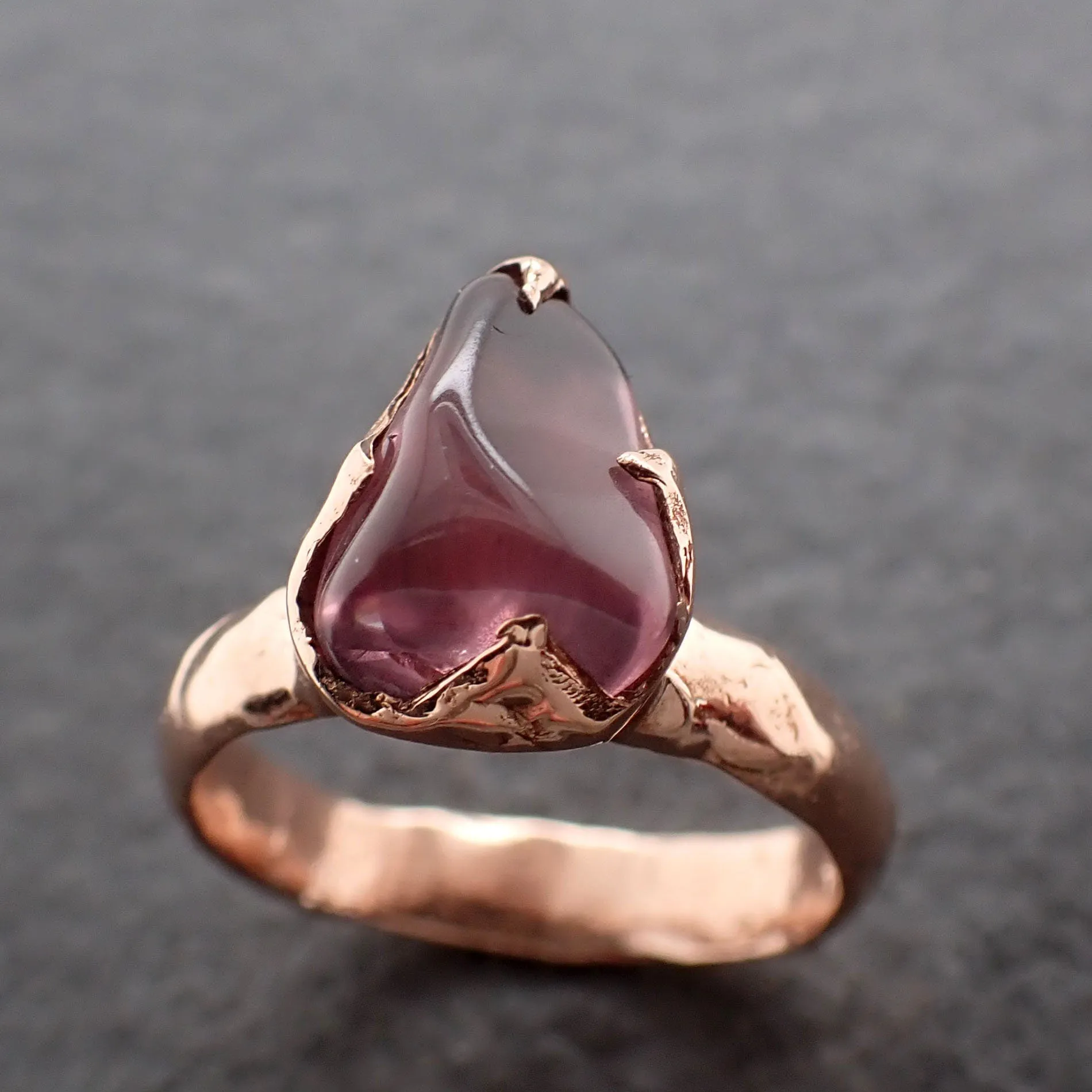 garnet tumbled red wine 14k rose gold solitaire gemstone ring 3081 Alternative Engagement