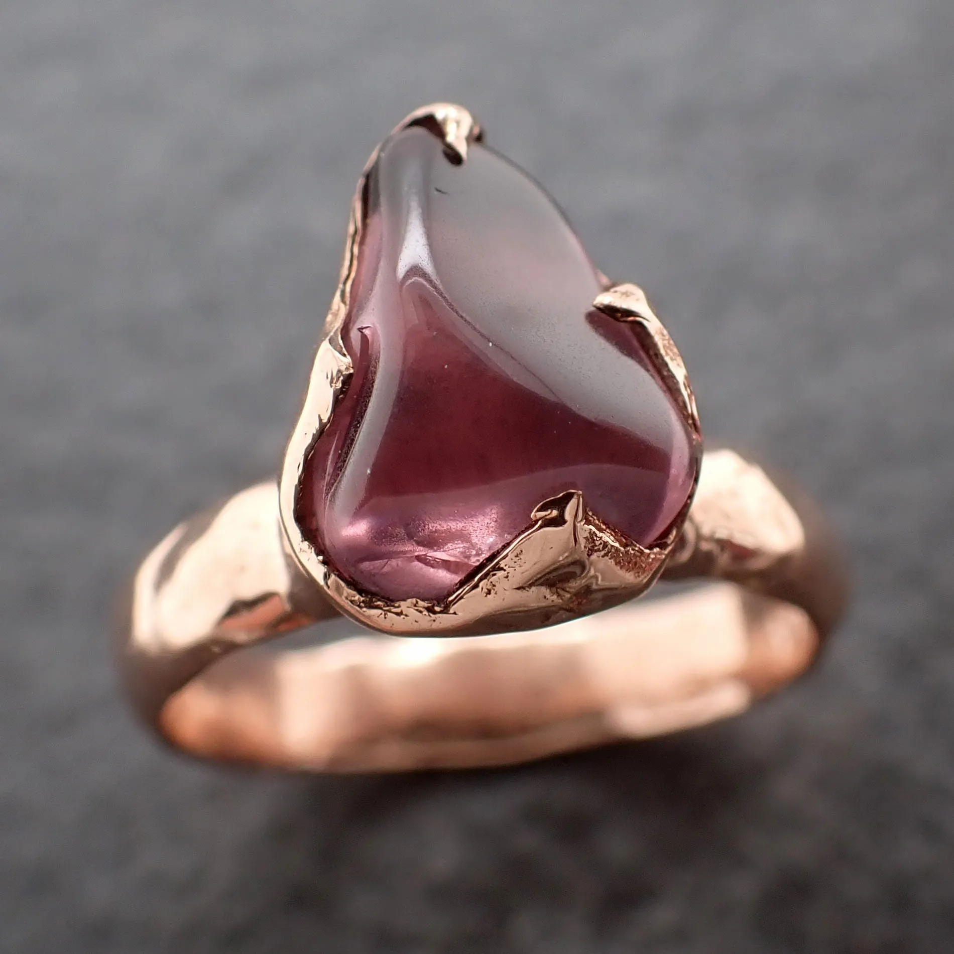 garnet tumbled red wine 14k rose gold solitaire gemstone ring 3081 Alternative Engagement