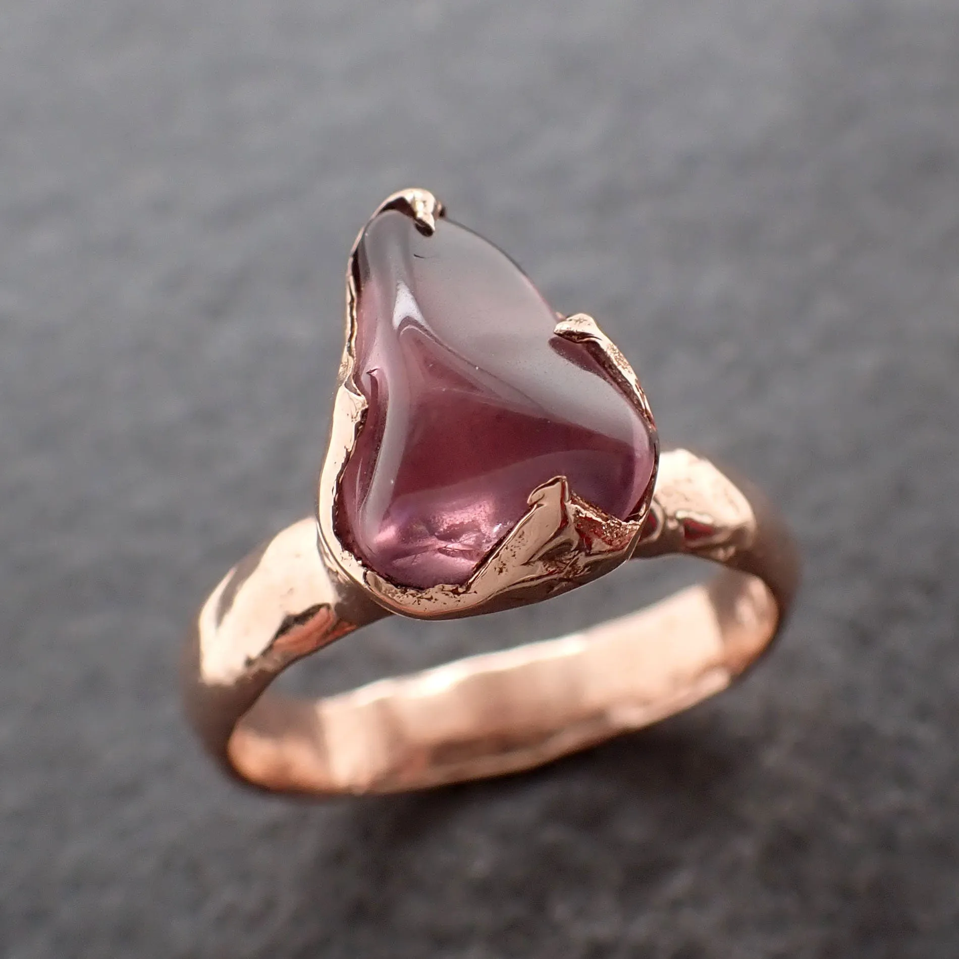 garnet tumbled red wine 14k rose gold solitaire gemstone ring 3081 Alternative Engagement