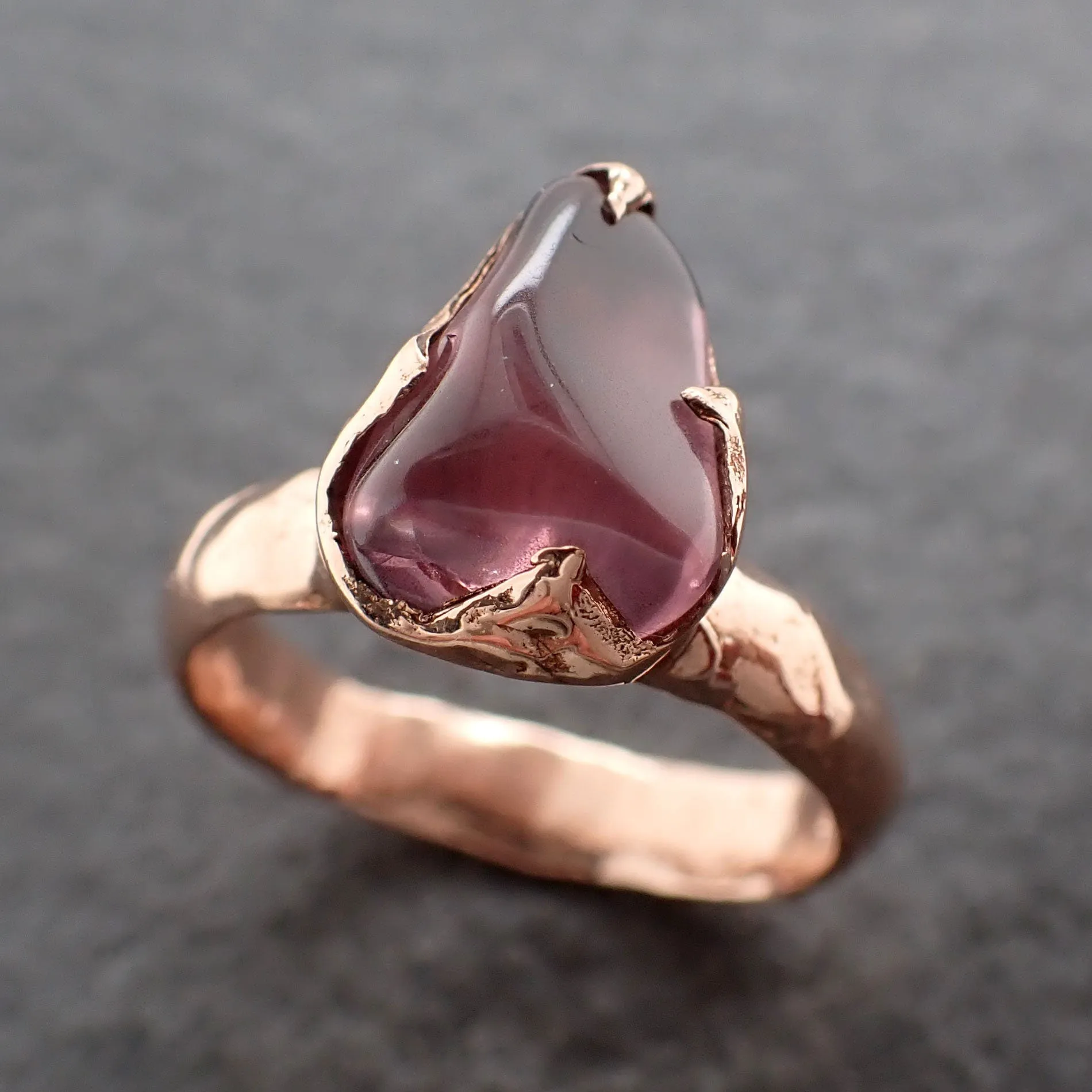 garnet tumbled red wine 14k rose gold solitaire gemstone ring 3081 Alternative Engagement