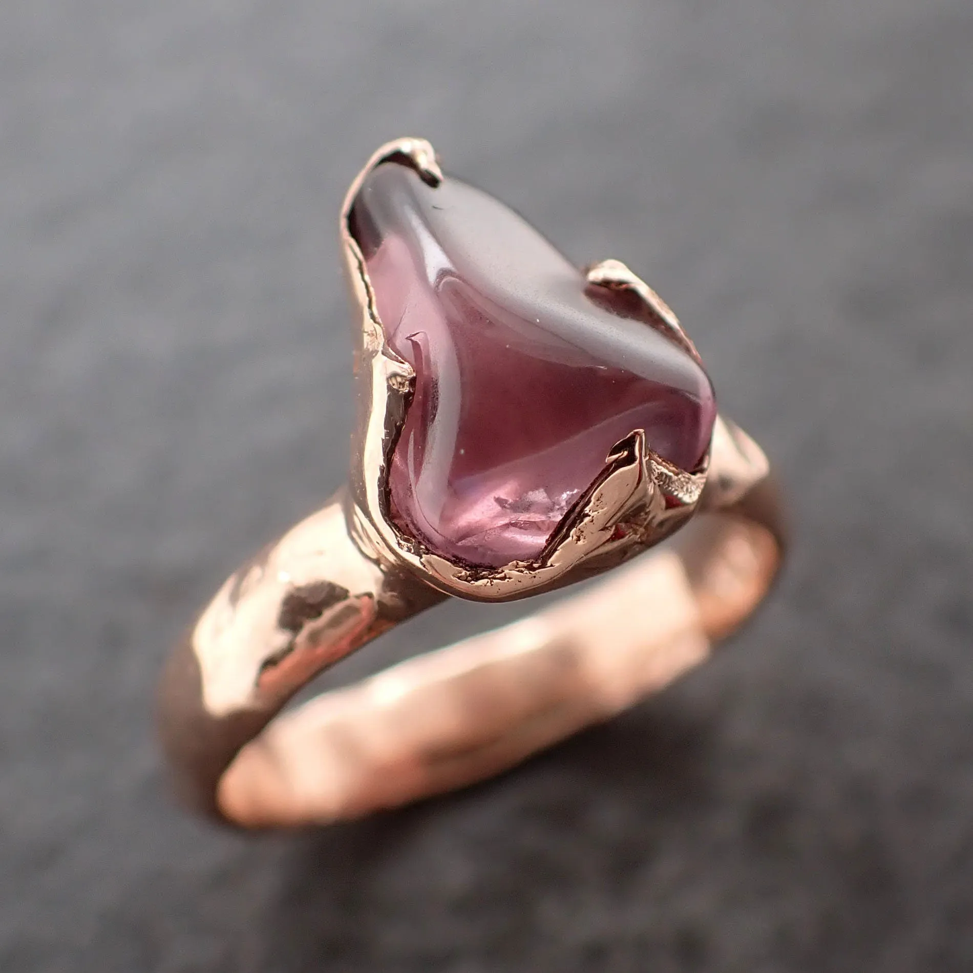 garnet tumbled red wine 14k rose gold solitaire gemstone ring 3081 Alternative Engagement