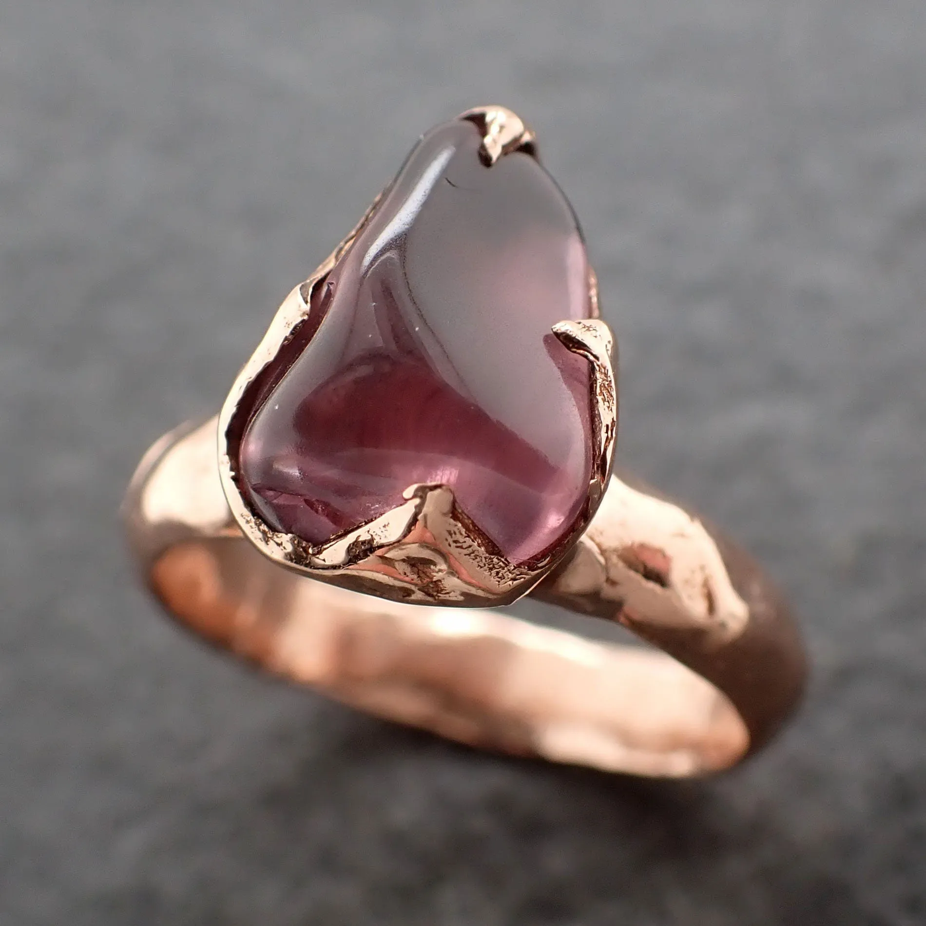 garnet tumbled red wine 14k rose gold solitaire gemstone ring 3081 Alternative Engagement