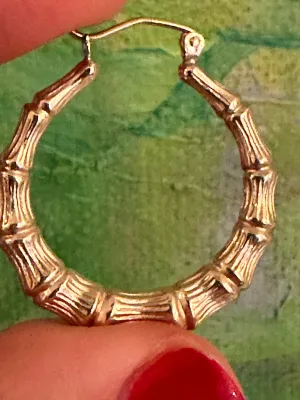 Gavriel Luxury Bamboo Retro Style Earrings in 14K Yellow Gold