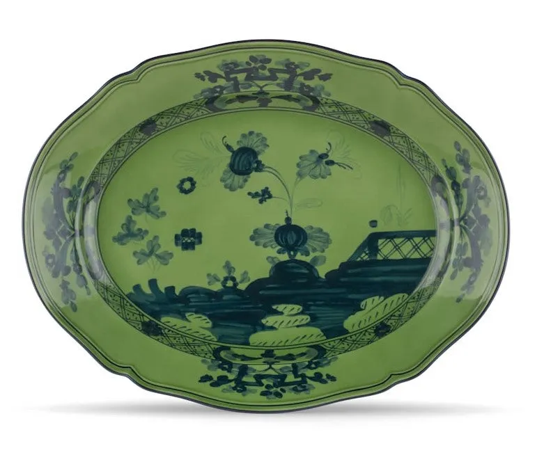 Ginori Oval Flat Platter 15 inch Oriente Italiano Malachite