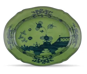 Ginori Oval Flat Platter 15 inch Oriente Italiano Malachite