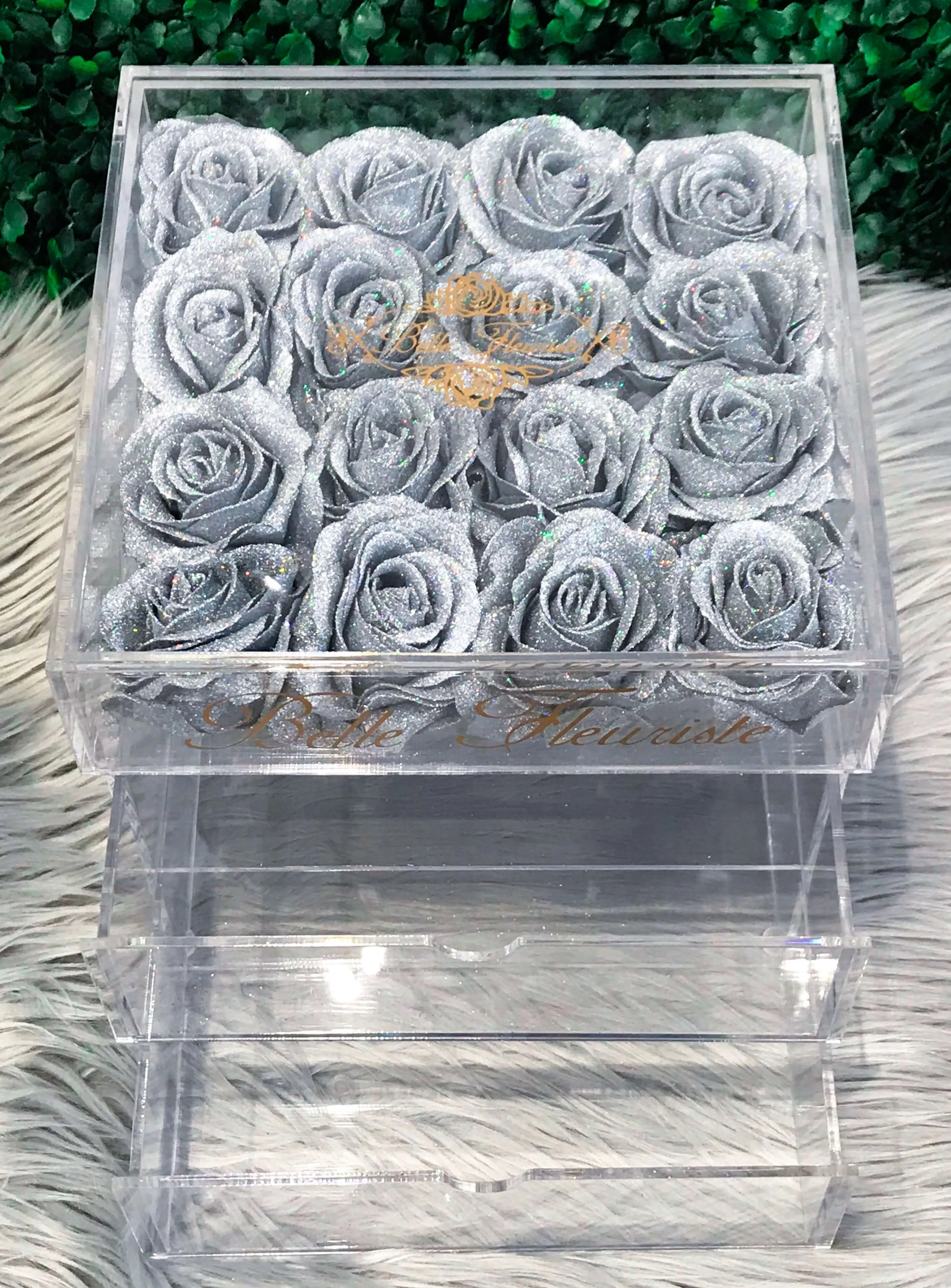 Glitter Cosmetic Box - Silver