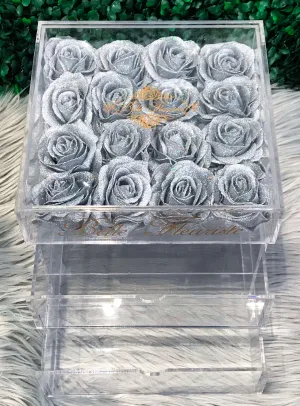 Glitter Cosmetic Box - Silver