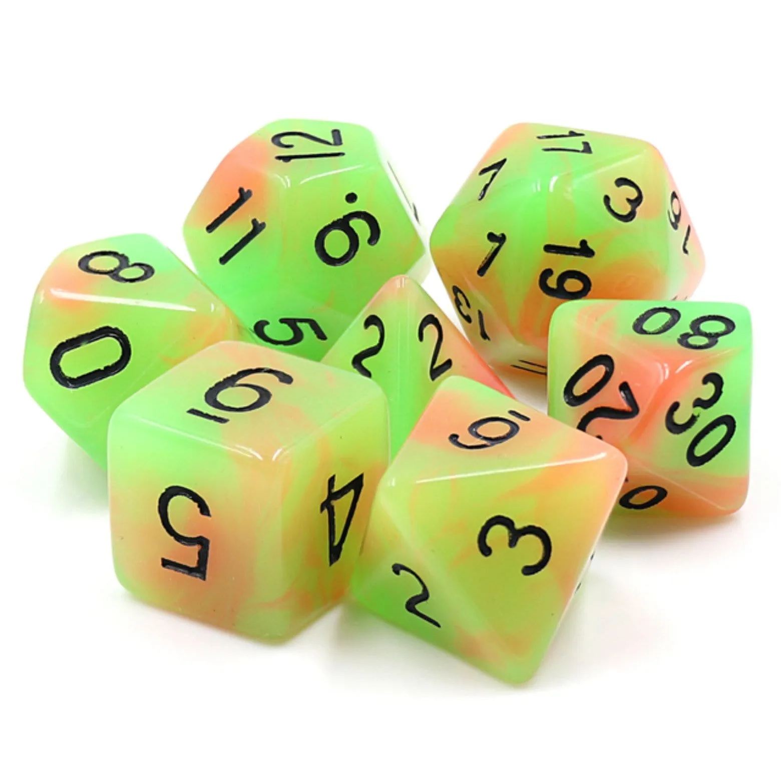 Glow in the Dark Mango RPG Dice Set