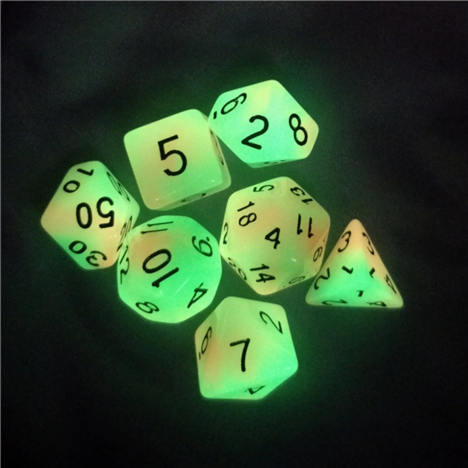 Glow in the Dark Mango RPG Dice Set