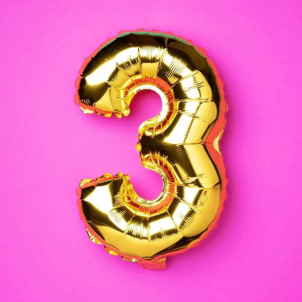 Gold Digit Helium Foil Birthday Party Balloons Number 3 (16 Inch)