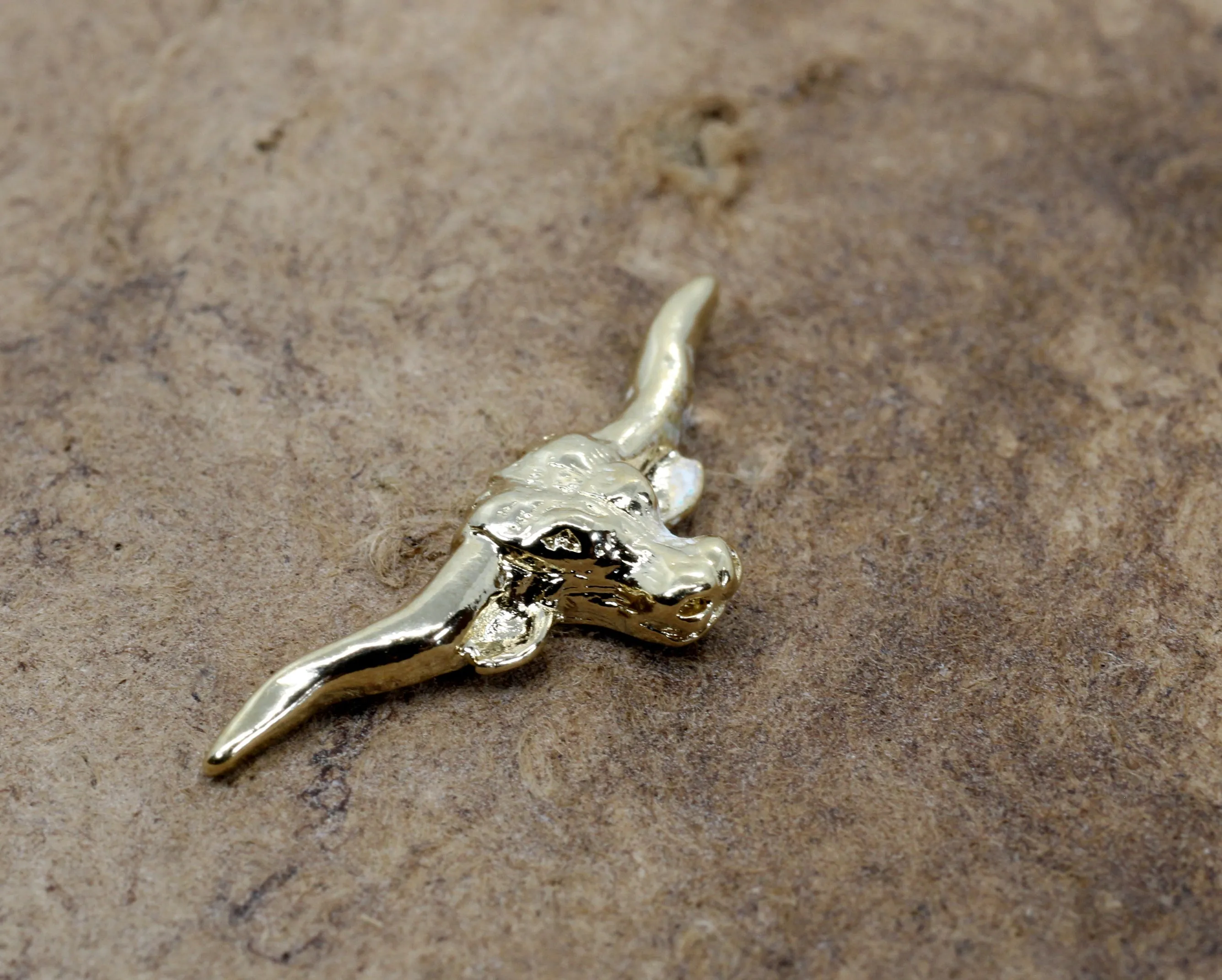 Gold Texas Longhorn Head Tie Tack for him or pin for her