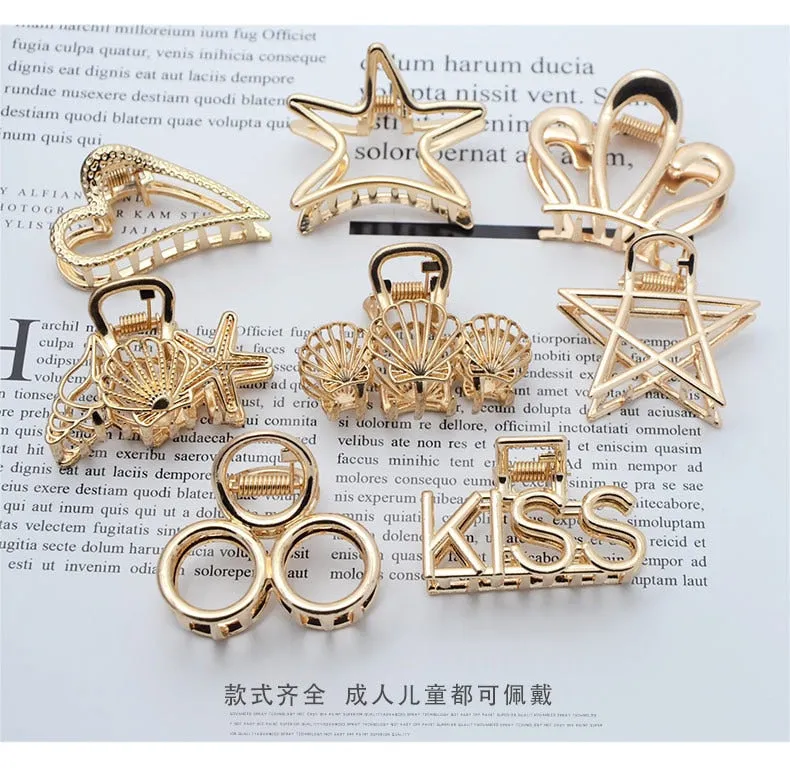 Golden Geometric Hair Claws with a Cute Touch