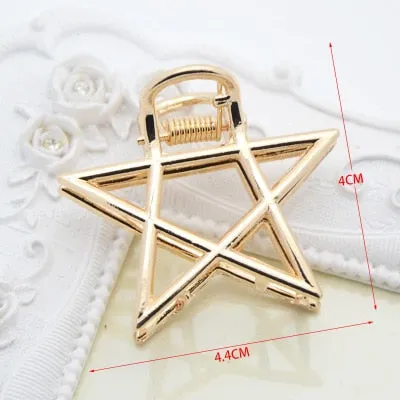 Golden Geometric Hair Claws with a Cute Touch