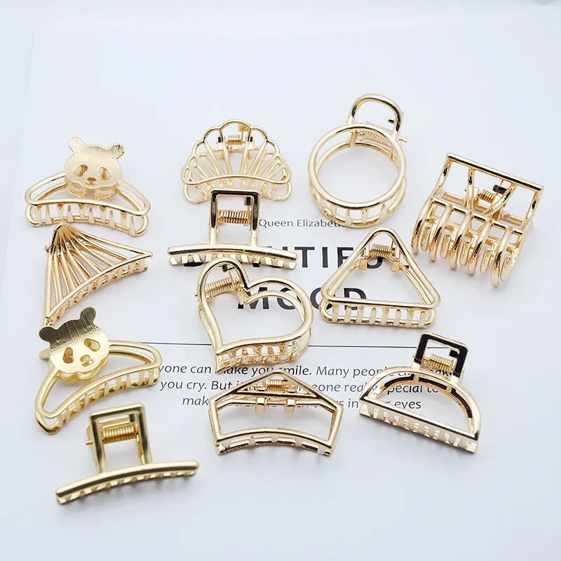 Golden Geometric Hair Claws with a Cute Touch