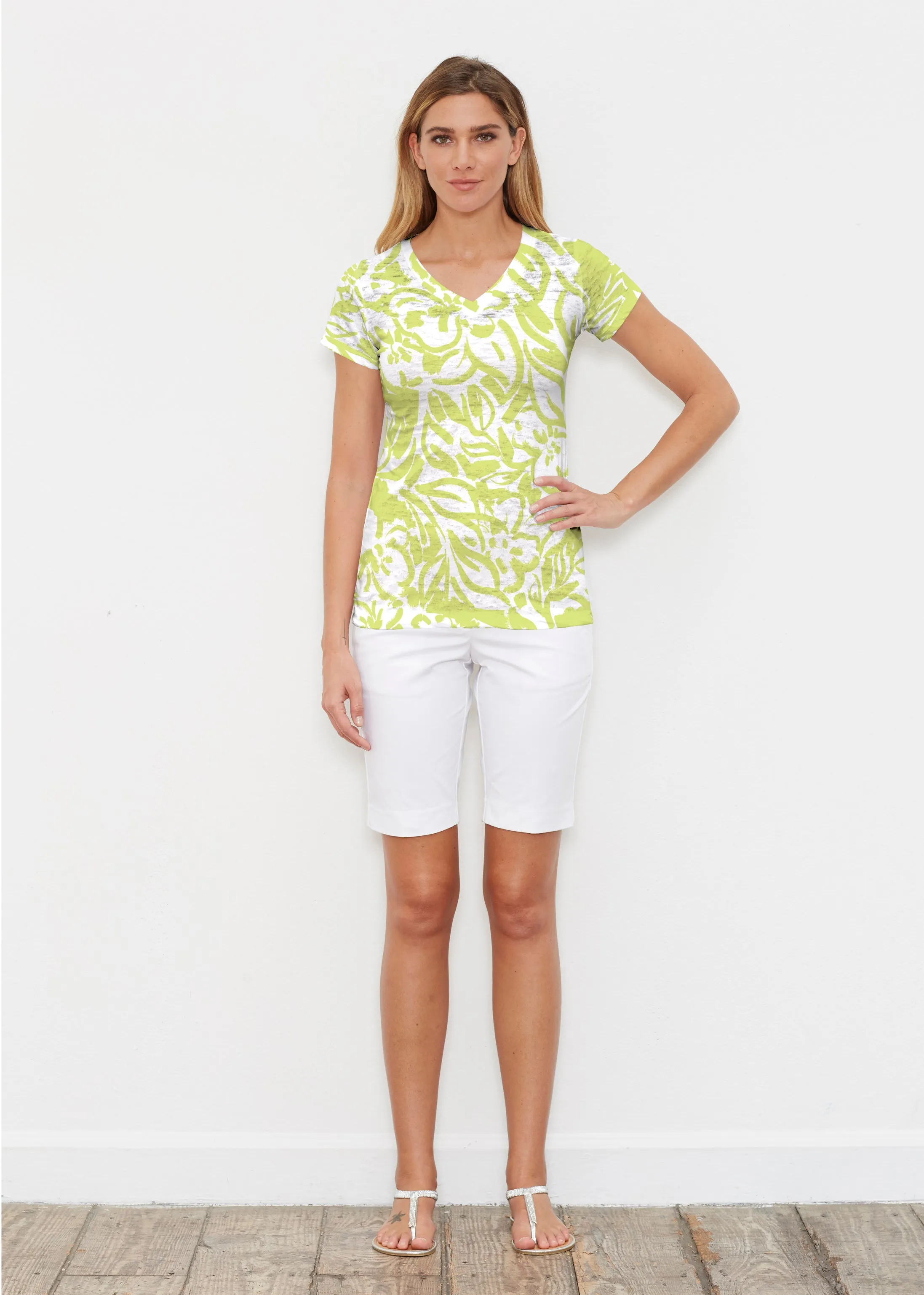 Greek Breeze Lime (8165) ~ Signature Cap Sleeve V-Neck Shirt