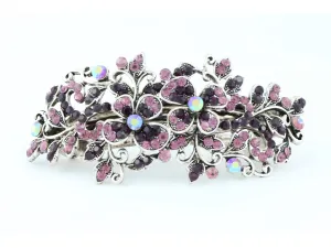 Hair barrette clip with butterfly flowers and leaves - Wine