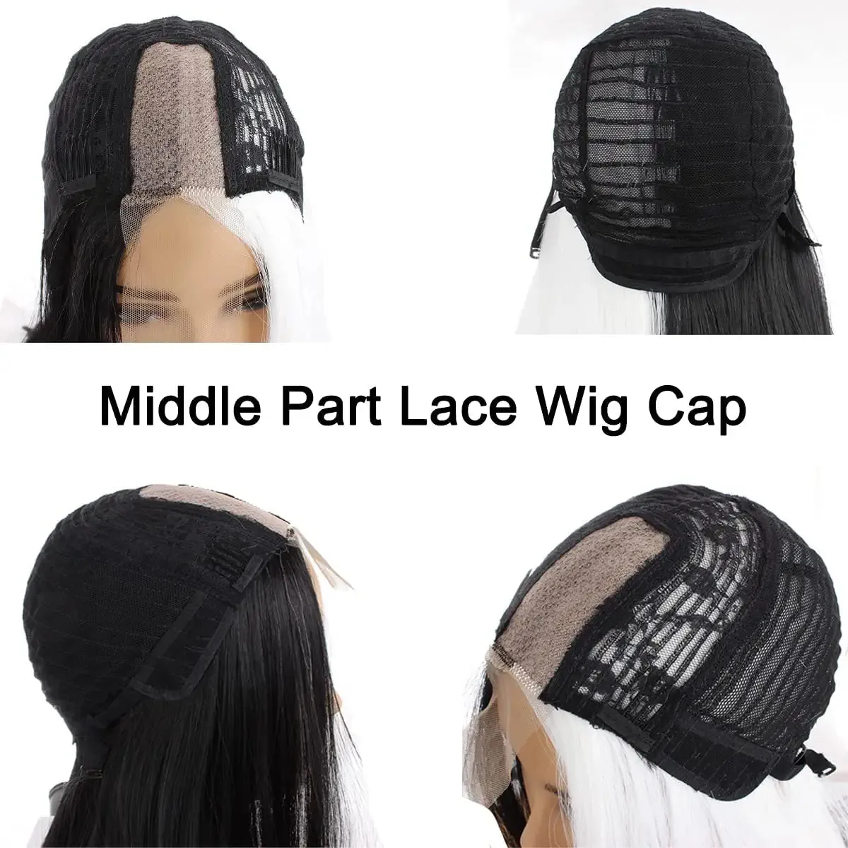 Half Black Half Orange Long Straight Lace Front  Wig