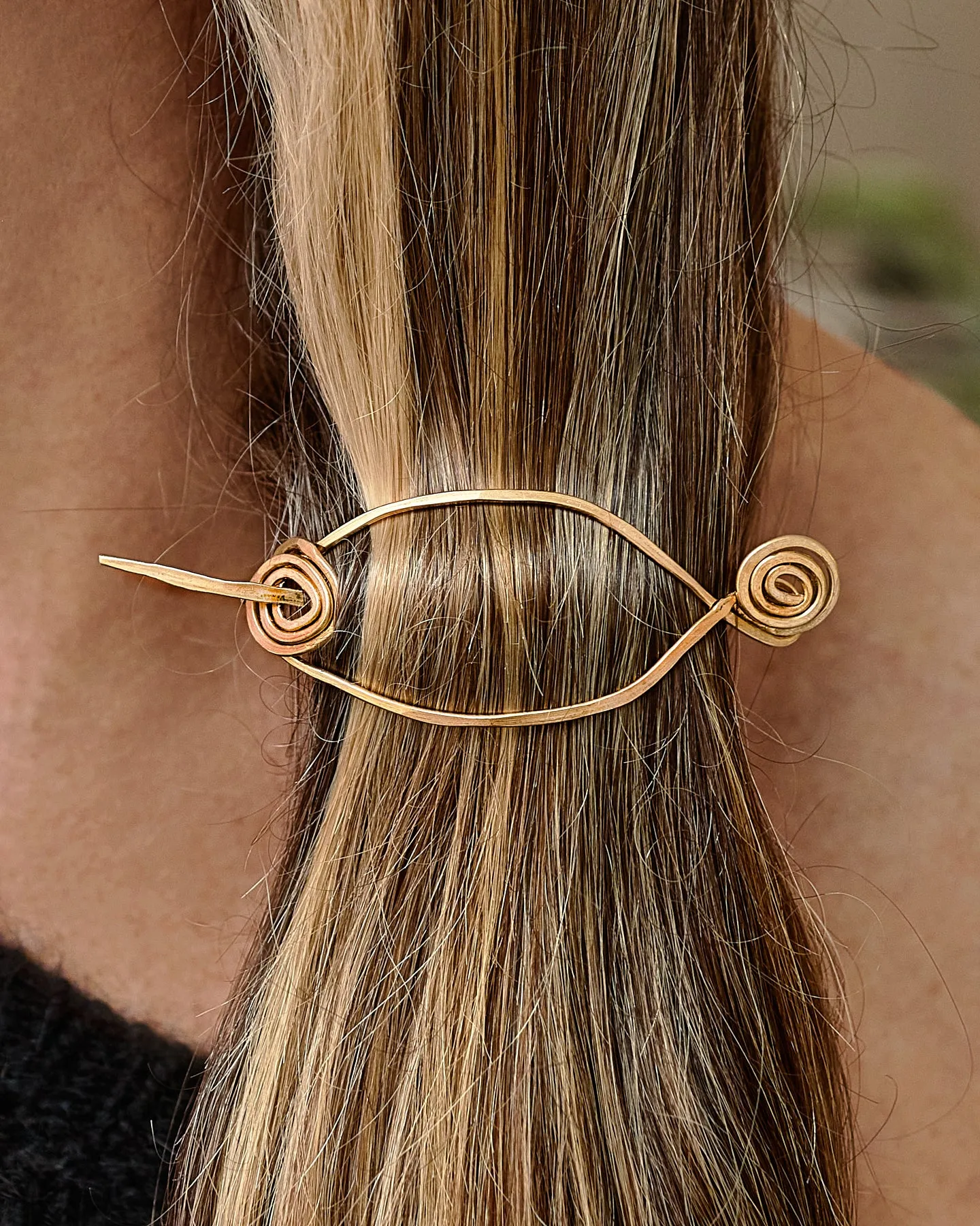 Hammered Brass Hair Barrette