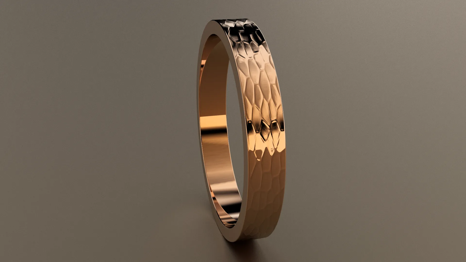Hammered Rose Gold 3mm Flat Wedding Band