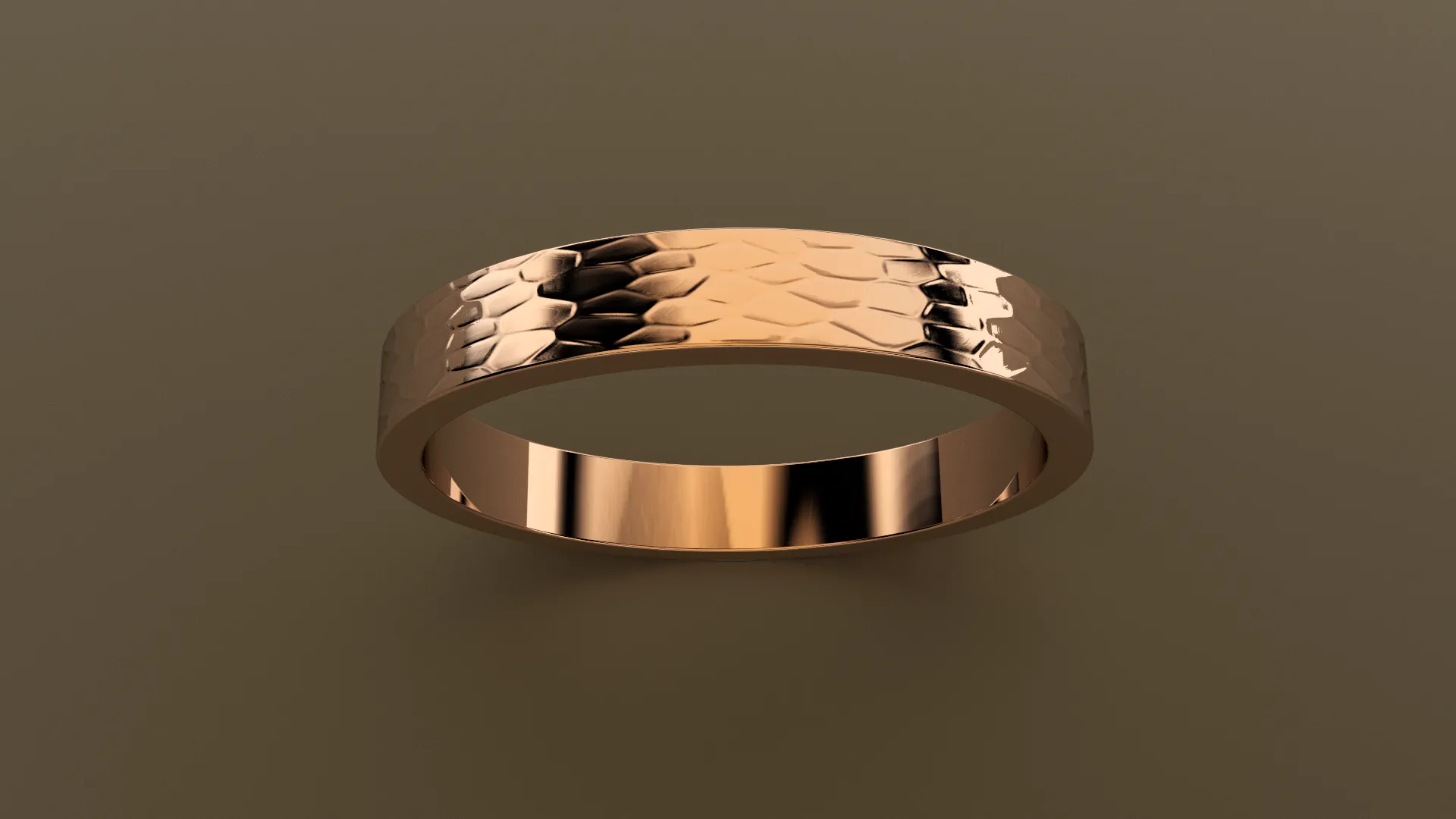 Hammered Rose Gold 3mm Flat Wedding Band