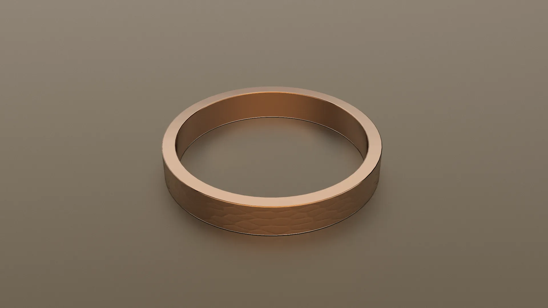 Hammered Rose Gold 3mm Flat Wedding Band