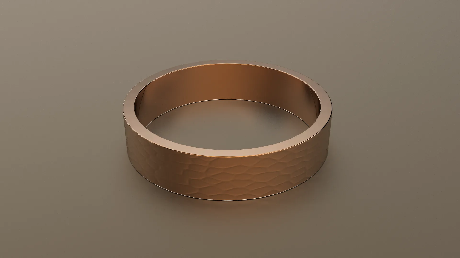 Hammered Rose Gold 5mm Flat Wedding Band