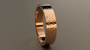 Hammered Rose Gold 5mm Flat Wedding Band