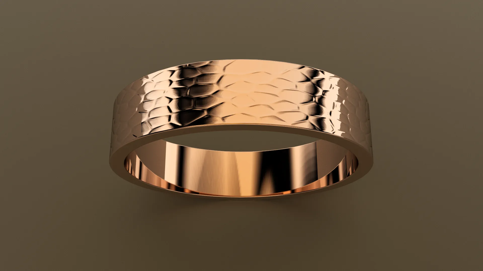 Hammered Rose Gold 5mm Flat Wedding Band