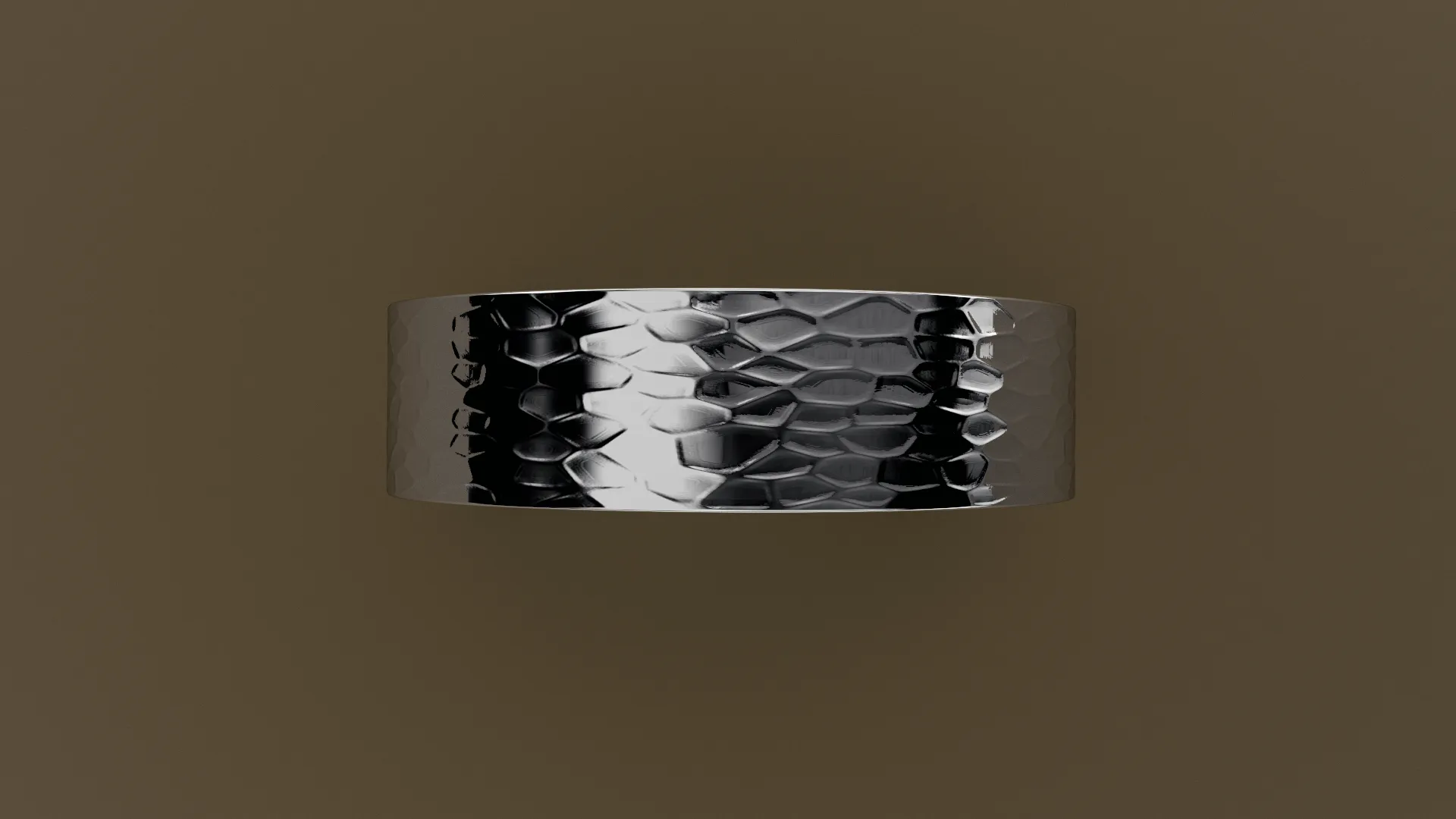 Hammered White Gold 6mm Flat Wedding Band