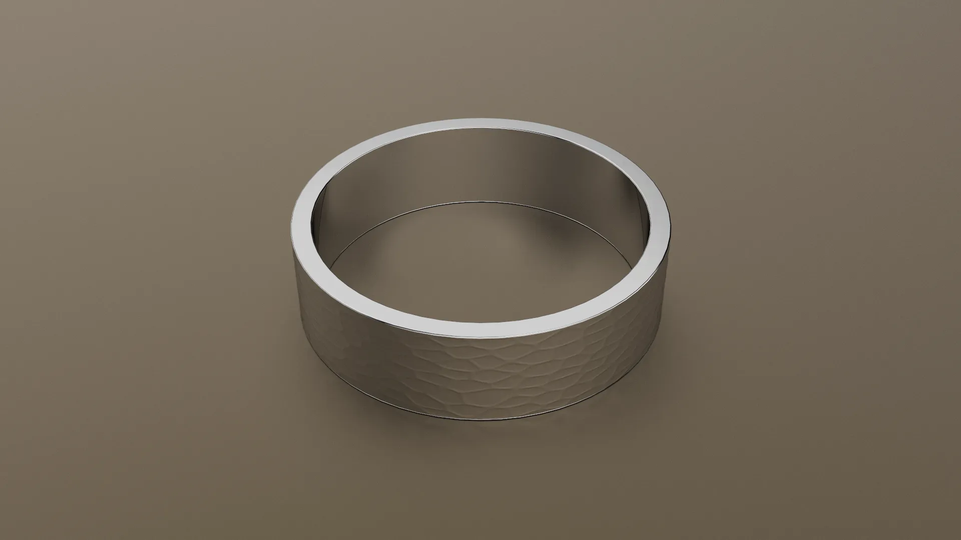 Hammered White Gold 6mm Flat Wedding Band