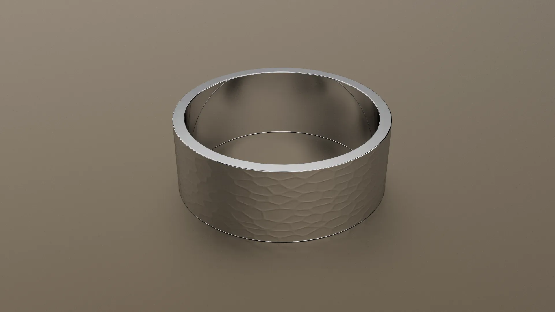 Hammered White Gold 8mm Flat Wedding Band