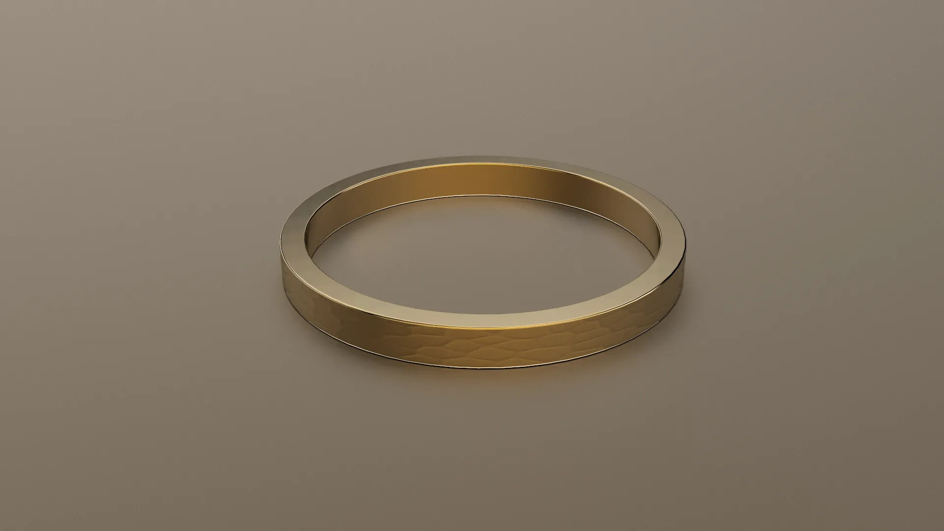 Hammered Yellow Gold 2mm Flat Wedding Band