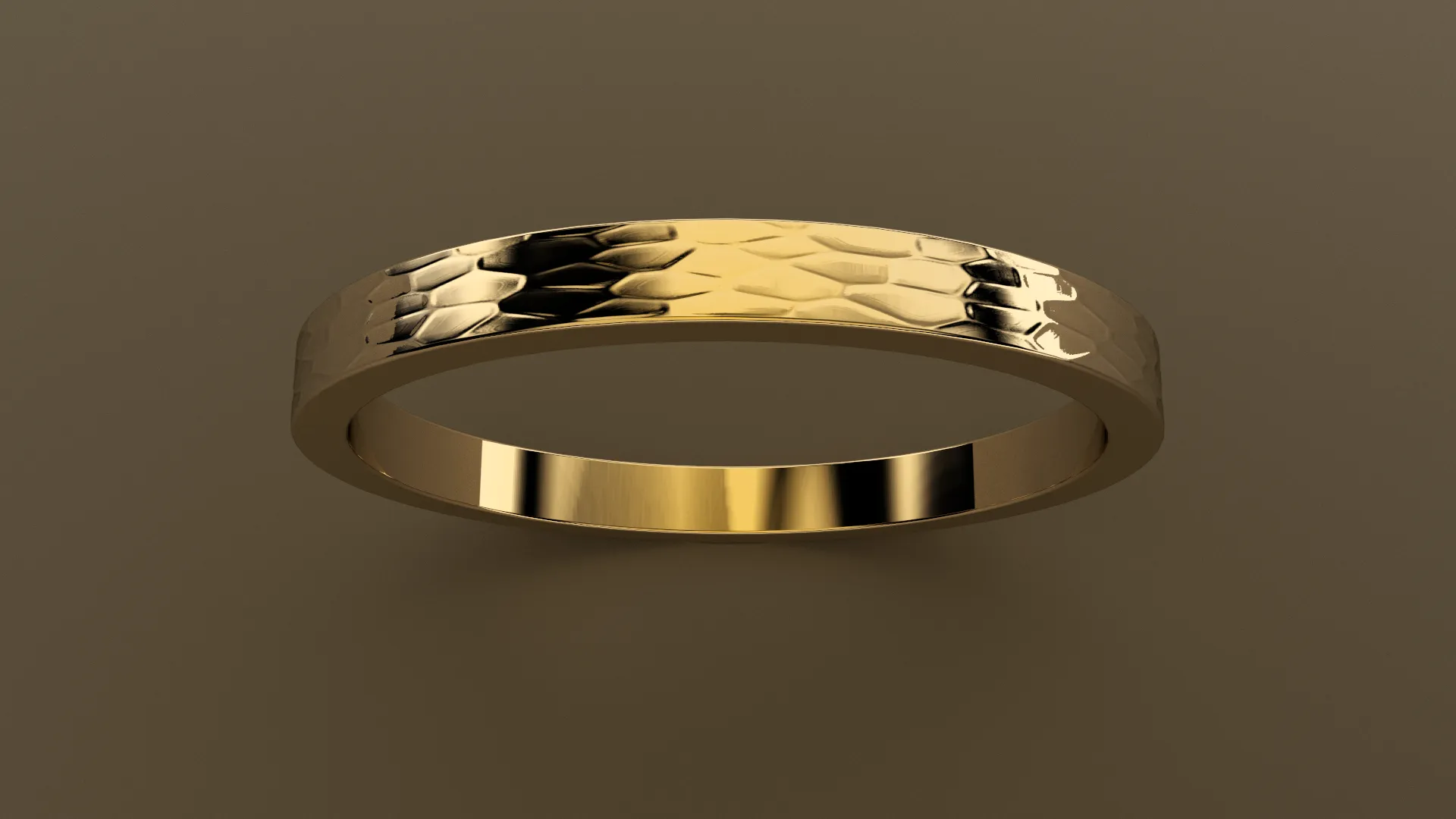 Hammered Yellow Gold 2mm Flat Wedding Band