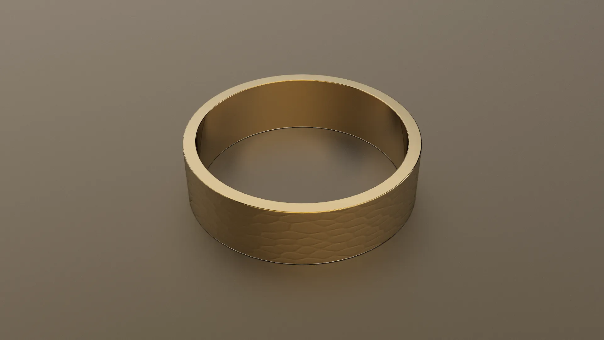 Hammered Yellow Gold 6mm Flat Wedding Band