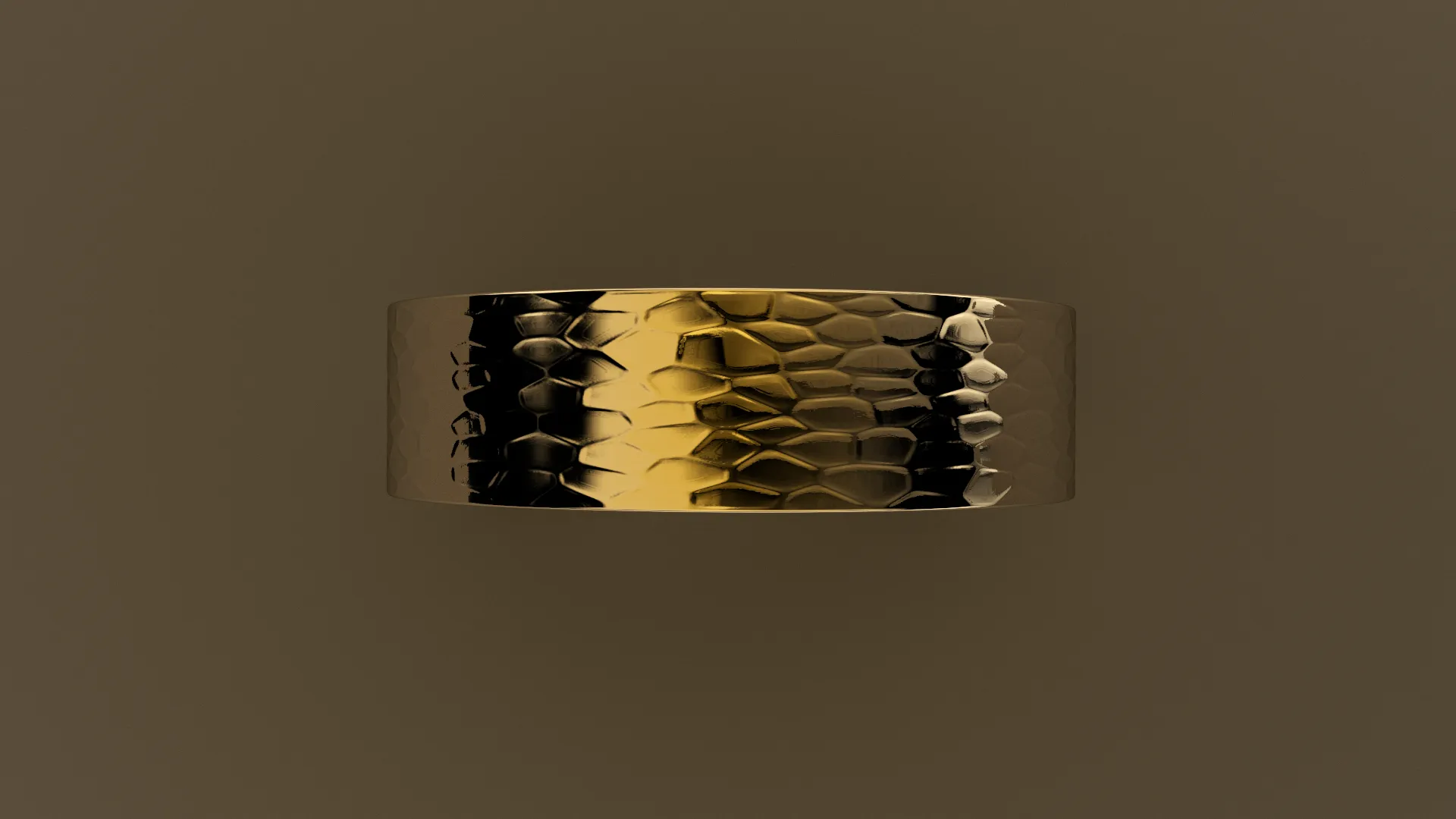 Hammered Yellow Gold 6mm Flat Wedding Band