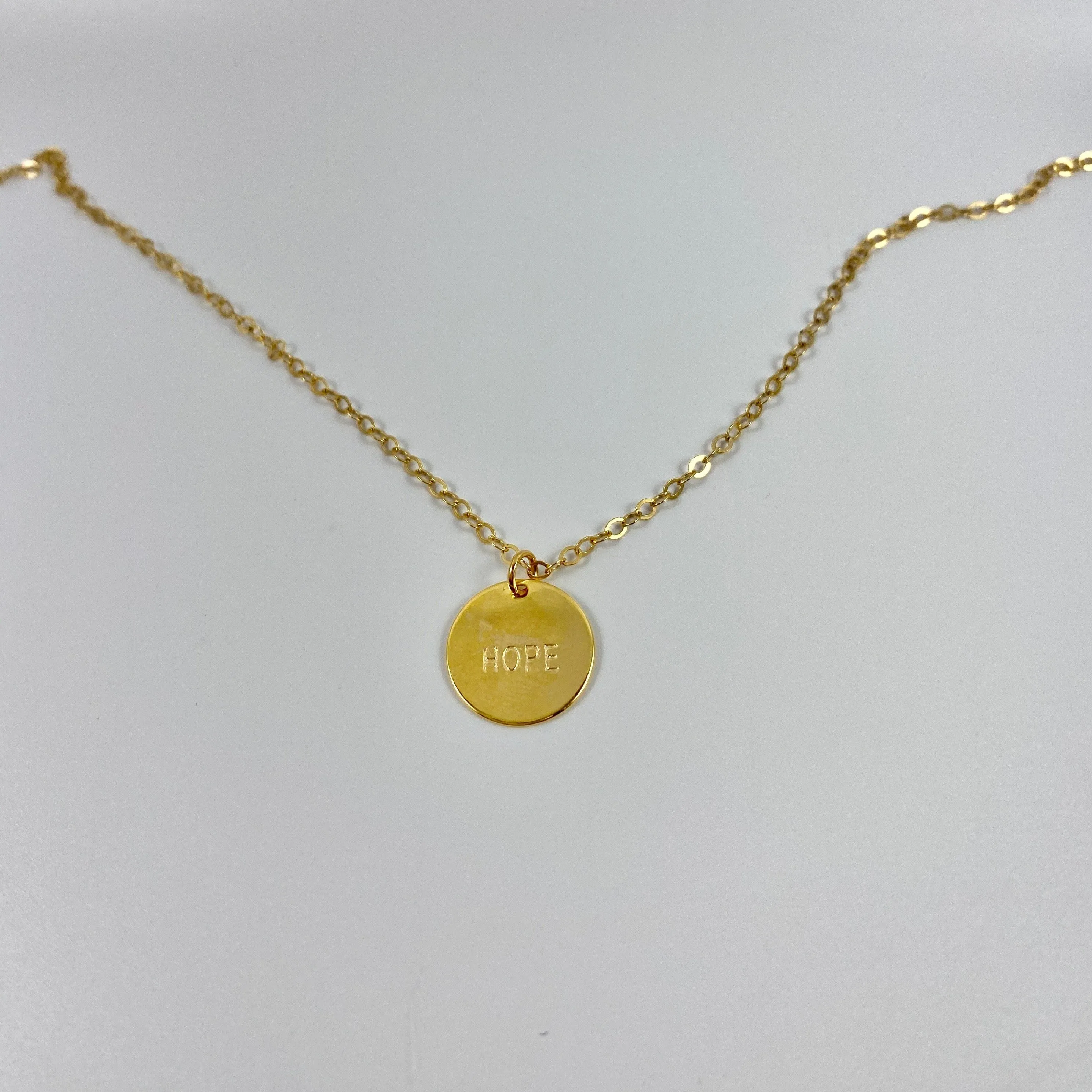 Hand Stamped HOPE Disk Necklace